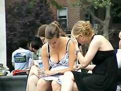 Moist downblouse on legal age teenager 18+! Great cleavage overflowing!