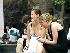 Moist downblouse on legal age teenager 18+! Great cleavage overflowing!