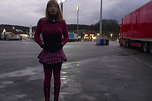 Monique - As A Bimbo Doll At A Parking Lot