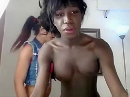 Monstercock black tranny and latina tgirl on Cam