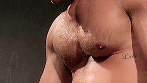 Muscular gay jock gives rim job and finger fucks his friend