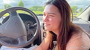 My Girlfriend Sucked My Cock In The Car & Swallowed Cum- Marlyn Chenel