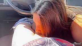 My Girlfriend Sucked My Cock In The Car & Swallowed Cum- Marlyn Chenel