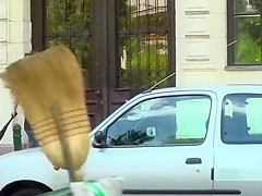 Naked butt blonde embarrassed in public