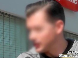 Nasty guy takes out his penis for money