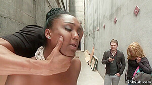 Natural Busty Ebony Banged In Public Alley