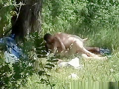 Naturist couple spied in the nature performing sex