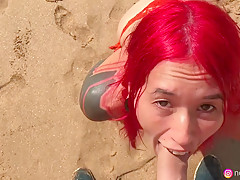 Naughty Beach Weekend - Neko Jinger Giving Head On Public Beach Trailer