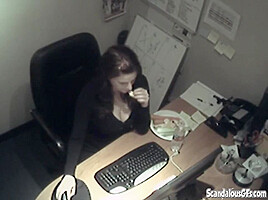 Naughty office teen 18+ enjoys solo masturbation