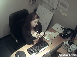Naughty office teen 18+ enjoys solo masturbation