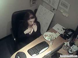 Naughty office teen 18+ enjoys solo masturbation