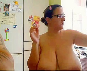 Nerdy slut shows her big round tits on veb chat
