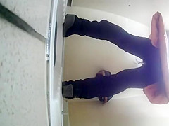 Nice ass blonde peeing in toilet