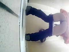 Nice ass blonde peeing in toilet