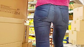 Nice round ass in supermarket