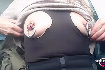 Nippleringlover Horny Milf Pissing Outdoors In Snow Flashing Pierced Pussy And Huge Pierced Nipples