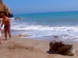 Nude Beach - Mature French Redhead DP Threesome CIM Facial