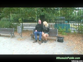 Nymph rides boner on park bench