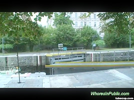 Nymph rides boner on park bench