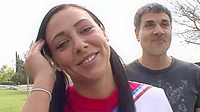 Older guy gives hot cheerleader a hot workout after practice