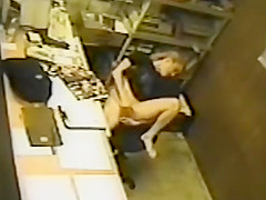 Our new secretary masturbates to a nudie magazine at the office