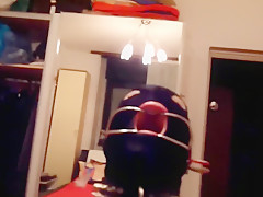 POV Assfuck orgasm with dental gag birthday celebration slave slut
