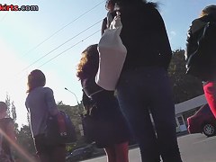 Palatable upskirt butt in hose