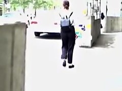 Pants have slid between the candid babes butt cheeks 07zi