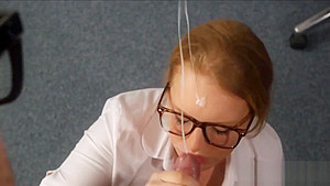 Peculiar doll gets jizz shot on her face swallowing all the cum