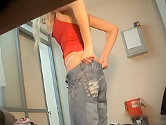 Perfect blonde model girl spied dressing