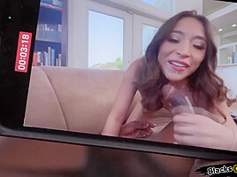Petite latina tipping black delivery guy interracial blowjob