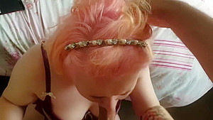 Pink Haired Goth Girlfriend Chokes Till Makeup Runs