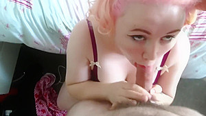Pink Haired Goth Girlfriend Chokes Till Makeup Runs