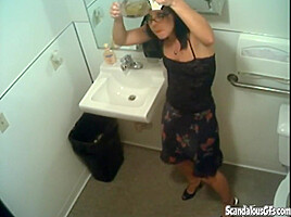 Piss fetish office whore peeing in the pot