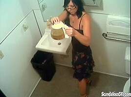 Piss fetish office whore peeing in the pot