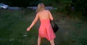 Pissed Girl Walking and Falling Over Showing Her White Panti