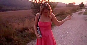 Pissed Girl Walking and Falling Over Showing Her White Panti