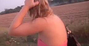 Pissed Girl Walking and Falling Over Showing Her White Panti
