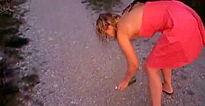 Pissed Girl Walking and Falling Over Showing Her White Panti