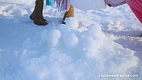 Playful 18yo Lesbians Playing with Snow at ClubSweethearts