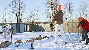 Playful 18yo Lesbians Playing with Snow at ClubSweethearts