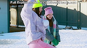 Playful 18yo Lesbians Playing with Snow at ClubSweethearts