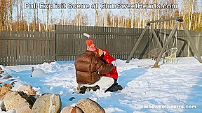 Playful 18yo Lesbians Playing with Snow at ClubSweethearts