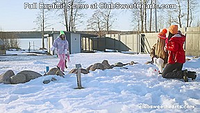 Playful 18yo Lesbians Playing with Snow at ClubSweethearts