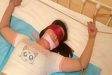 Plump Girl Bound On Bed