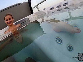 Pov Miss Pussycat Dildoing Layla Underwater In The Rooftop Jacuzzi