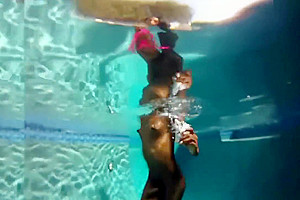 Pretty Black Babe Enjoying Herself At The Pool