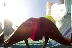 Pretty Black Babe Enjoying Herself At The Pool