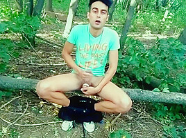 Public Jerking With Tied Balls Put On Condom And Filled It With Cum Close