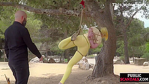 Public Whore Suspension Bondage Exposed With Buttplug In Ass